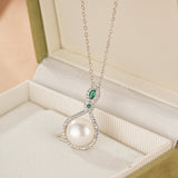 Collier Perle Blanche et Zircon en Argent 925 - Cadeau Féminin - Biloria