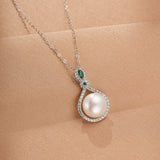 Collier Perle Blanche et Zircon en Argent 925 - Cadeau Féminin - Biloria