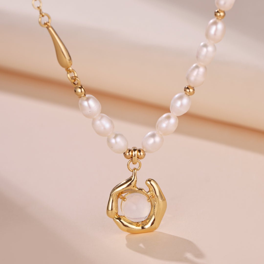 Collier Perle d'Eau Douce Opale Blanche Bijou Féminin - Biloria