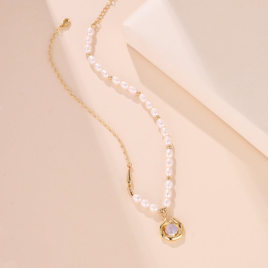 Collier Perle d'Eau Douce Opale Blanche Bijou Féminin - Biloria