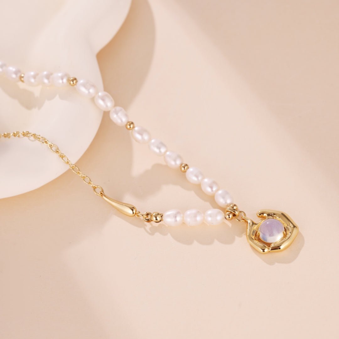 Collier Perle d'Eau Douce Opale Blanche Bijou Féminin - Biloria