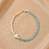 Collier Perle et Aigue-marine Duo Céleste Argent Bijou Mère Enfant - Biloria