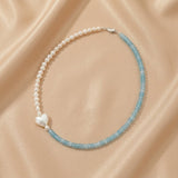 Collier Perle et Aigue-marine Duo Céleste Argent Bijou Mère Enfant - Biloria