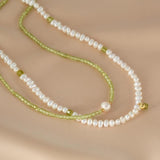 Collier Perle et Péridot Apaisement d'Amour en Argent - Biloria