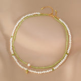Collier Perle et Péridot Apaisement d'Amour en Argent - Biloria