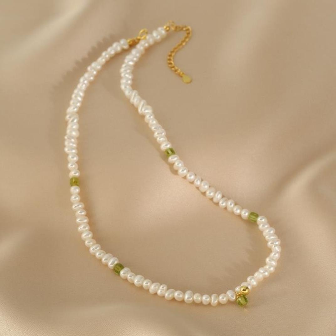 Collier Perle et Péridot Apaisement d'Amour en Argent - Biloria