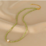 Collier Perle et Péridot Apaisement d'Amour en Argent - Biloria