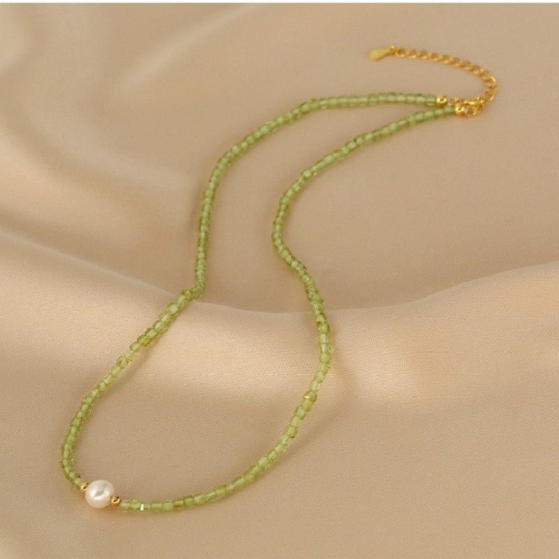 Collier Perle et Péridot Apaisement d'Amour en Argent - Biloria