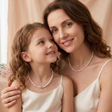 Collier Perle et Quartz Rose Argent – Duo Maman Enfant - Biloria
