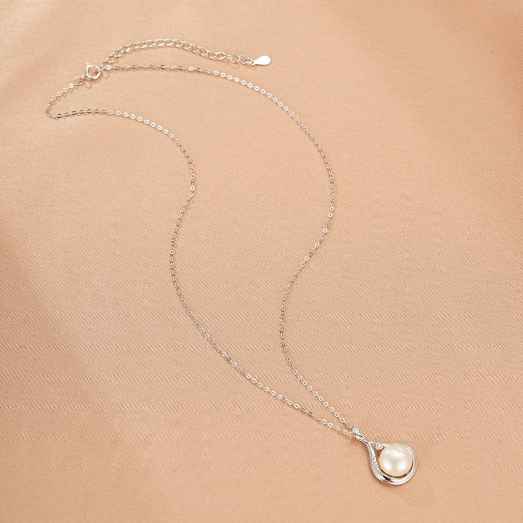 Collier Perle et Zircon Goutte Royale en Argent 925 - Biloria