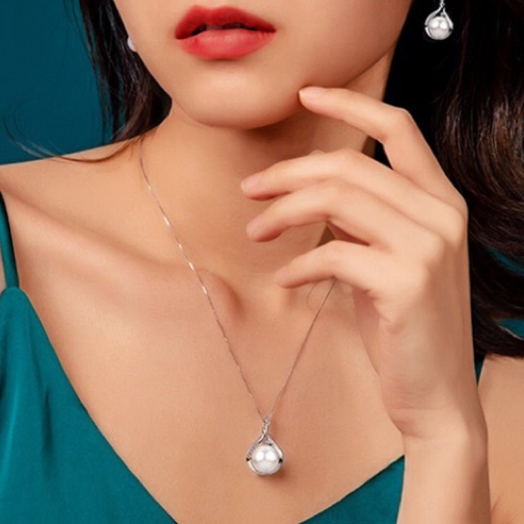 Collier Perle et Zircon Goutte Royale en Argent 925 - Biloria