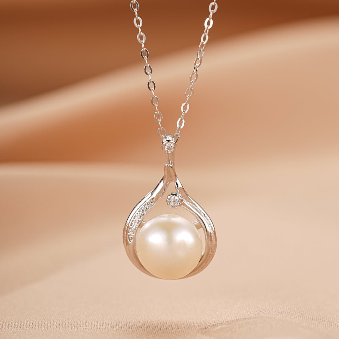 Collier Perle et Zircon Goutte Royale en Argent 925 - Biloria
