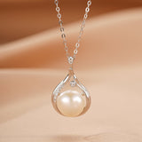Collier Perle et Zircon Goutte Royale en Argent 925 - Biloria