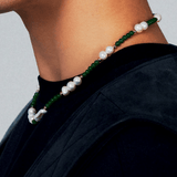 Collier Perle Homme Agate Verte Plaqué Or Bien-être - Biloria