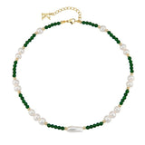 Collier Perle Homme Agate Verte Plaqué Or Bien-être - Biloria