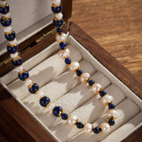 Collier Perle Lapis Lazuli Plaqué Or - Bijou Lithothérapie - Biloria