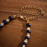 Collier Perle Lapis Lazuli Plaqué Or - Bijou Lithothérapie - Biloria