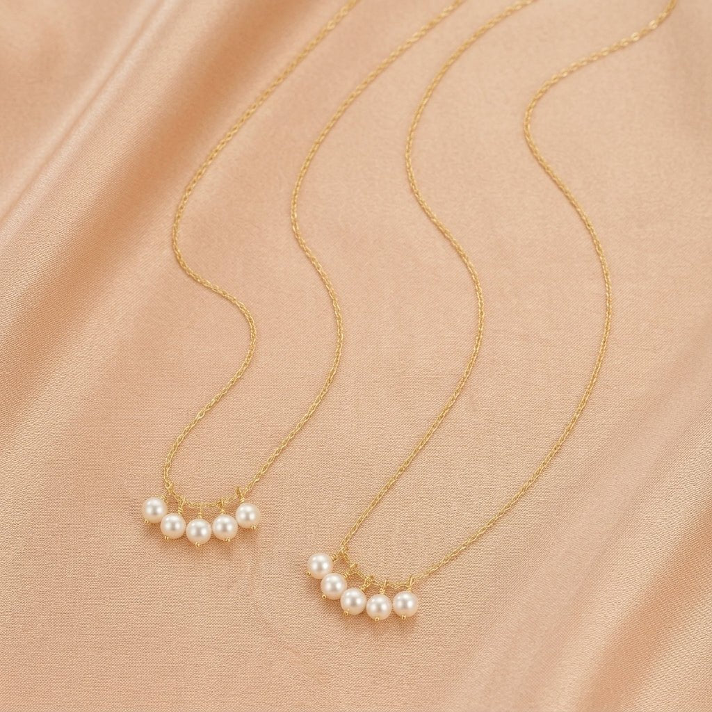 Collier Perle Naturelle Argent Plaqué Or 14K Maman Enfant - Biloria