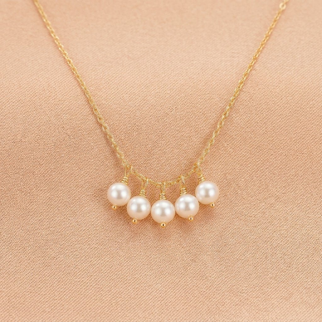 Collier Perle Naturelle Argent Plaqué Or 14K Maman Enfant - Biloria