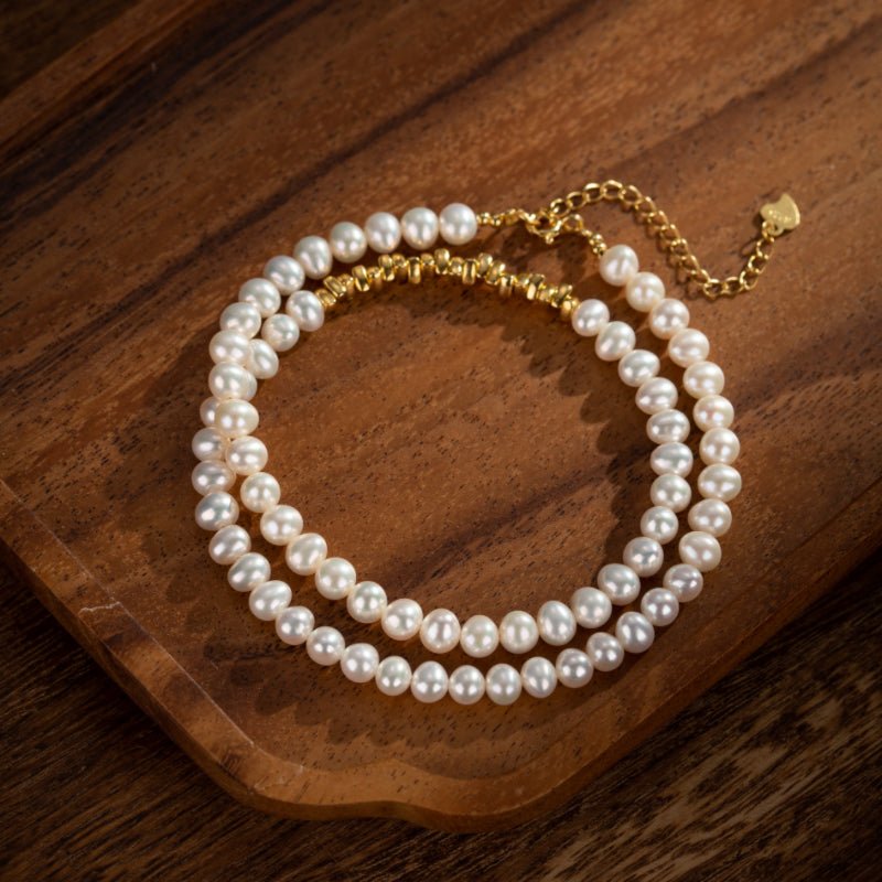 Collier Perle Naturelle Argent Plaqué Or – Pureté et Sagesse - Biloria