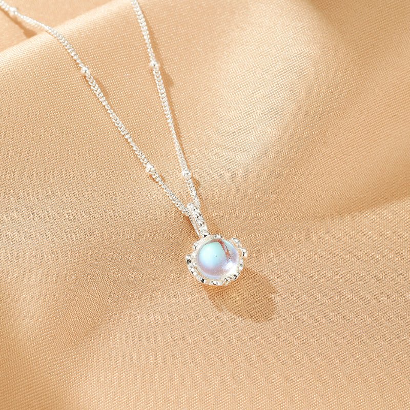 Collier Pierre de Lune 7mm Argent S925 – Bijou Féminin - Biloria