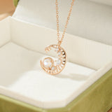 Collier Pierre de Lune Argent Croissant Lune Zircons – Bijou Intuition - Biloria