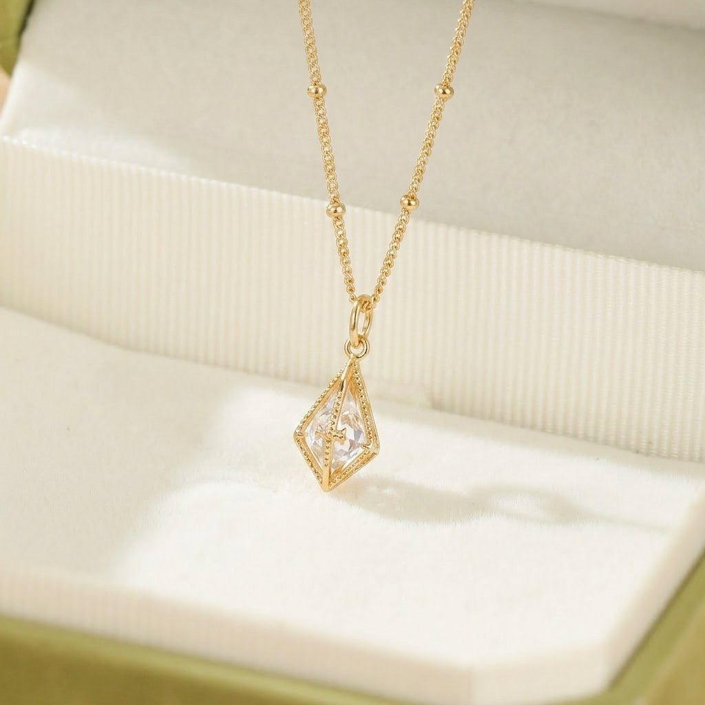 Collier Pierre de Lune Argent Plaqué Or - Biloria