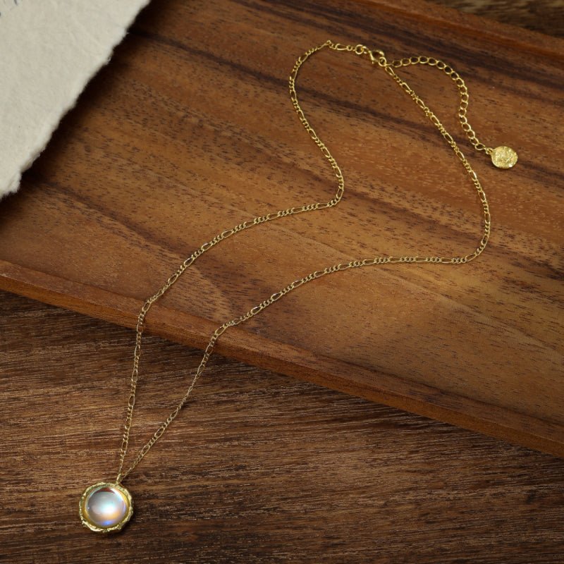 Collier Pierre de Lune – Argent Plaqué Or, Bijou Feng Shui - Biloria