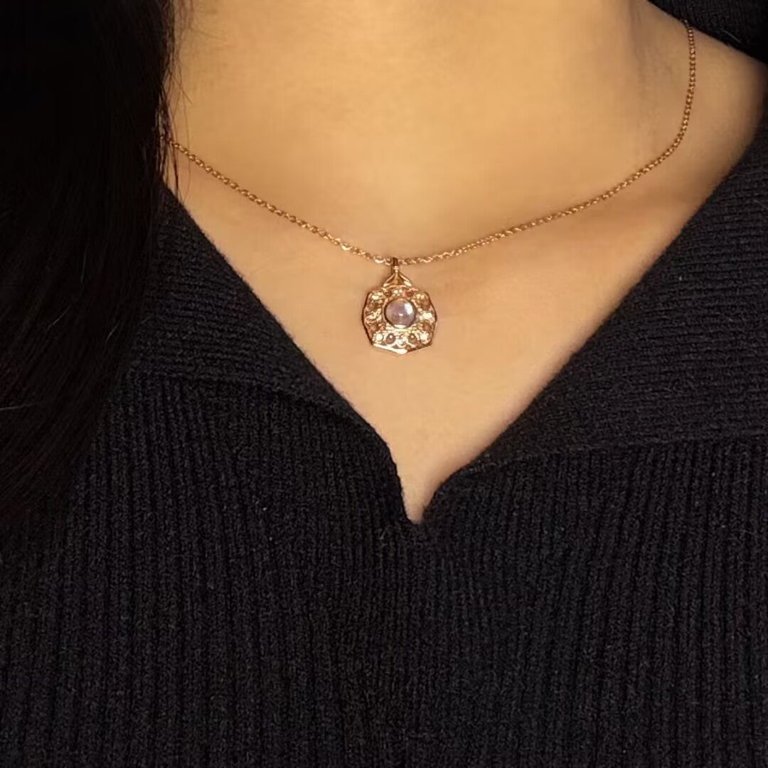 Collier Pierre de Lune Argent Plaqué Or Intuition - Biloria