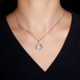 Collier Pierre de Lune Argent S925 avec Chat et Lune - Biloria