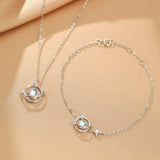 Collier Pierre de Lune Argent S925 – Bijou Lune et Étoile - Biloria