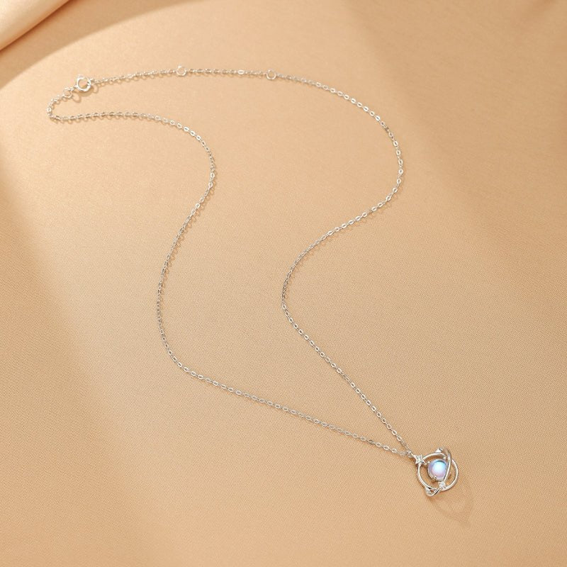 Collier Pierre de Lune Argent S925 – Bijou Lune et Étoile - Biloria