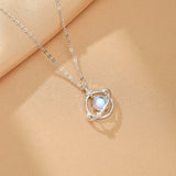 Collier Pierre de Lune Argent S925 – Bijou Lune et Étoile - Biloria