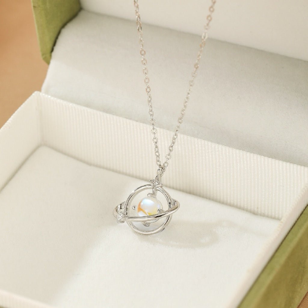 Collier Pierre de Lune Argent S925 – Bijou Lune et Étoile - Biloria