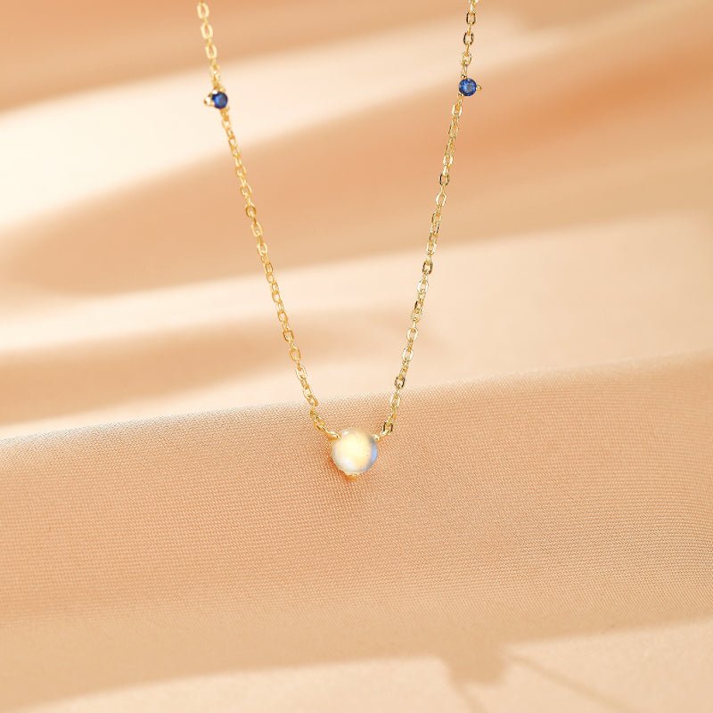 Collier Pierre de Lune Gouttes Célestes Argent Plaqué Or 18K Fait Main - Biloria