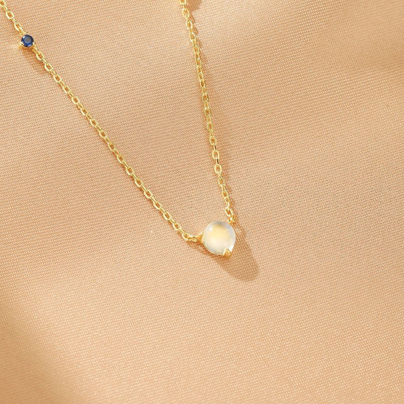 Collier Pierre de Lune Gouttes Célestes Argent Plaqué Or 18K Fait Main - Biloria