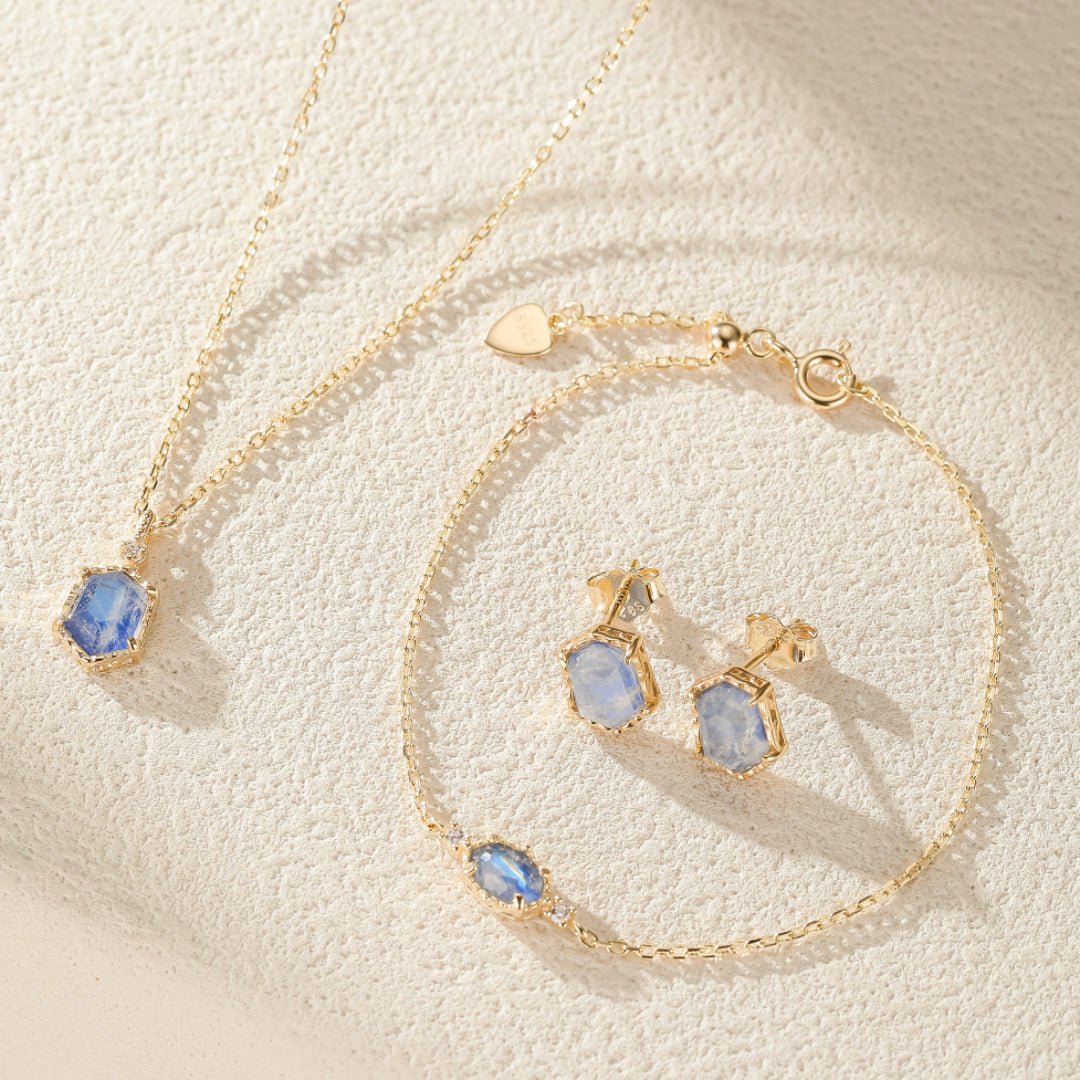 Collier Pierre de Lune Luna Argent Plaqué Or Cadeau Féminin - Biloria