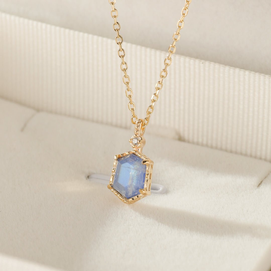 Collier Pierre de Lune Luna Argent Plaqué Or Cadeau Féminin - Biloria