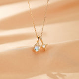 Collier Pierre de Lune Moissanite Rêve Étoilé Argent Plaqué Or - Biloria