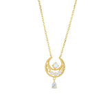 Collier Pierre de Lune Nacre Perle Zircon – Argent Plaqué Or - Biloria