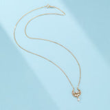 Collier Pierre de Lune Nacre Perle Zircon – Argent Plaqué Or - Biloria