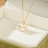 Collier Pierre de Lune Orbite Céleste en Argent Plaqué Or - Biloria