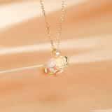 Collier Pierre de Lune Orbite Céleste en Argent Plaqué Or - Biloria