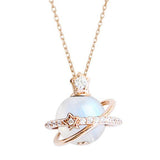 Collier Pierre de Lune Orbite Céleste en Argent Plaqué Or - Biloria