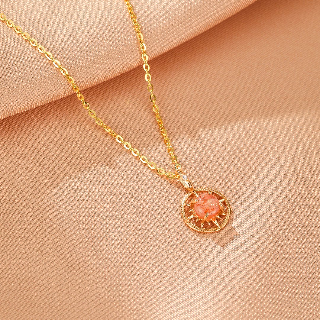 Collier Pierre de Soleil Aurore, Argent Plaqué Or - Biloria