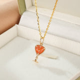 Collier Pierre de Soleil Calice Mystique Argent Plaqué Or - Biloria