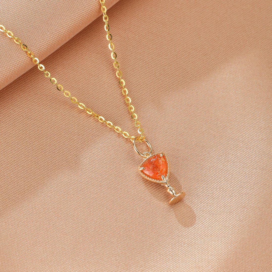 Collier Pierre de Soleil Calice Mystique Argent Plaqué Or - Biloria