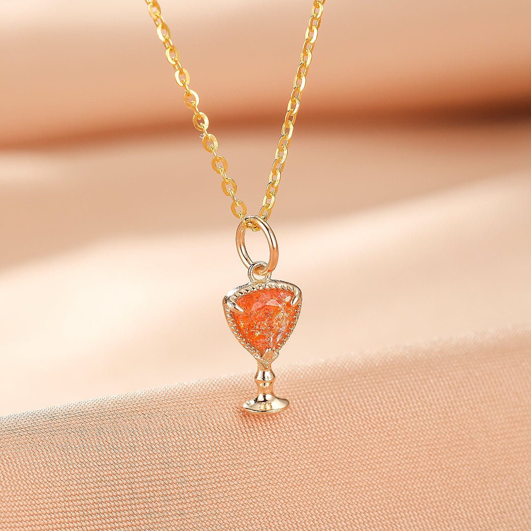 Collier Pierre de Soleil Calice Mystique Argent Plaqué Or - Biloria