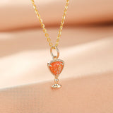 Collier Pierre de Soleil Calice Mystique Argent Plaqué Or - Biloria