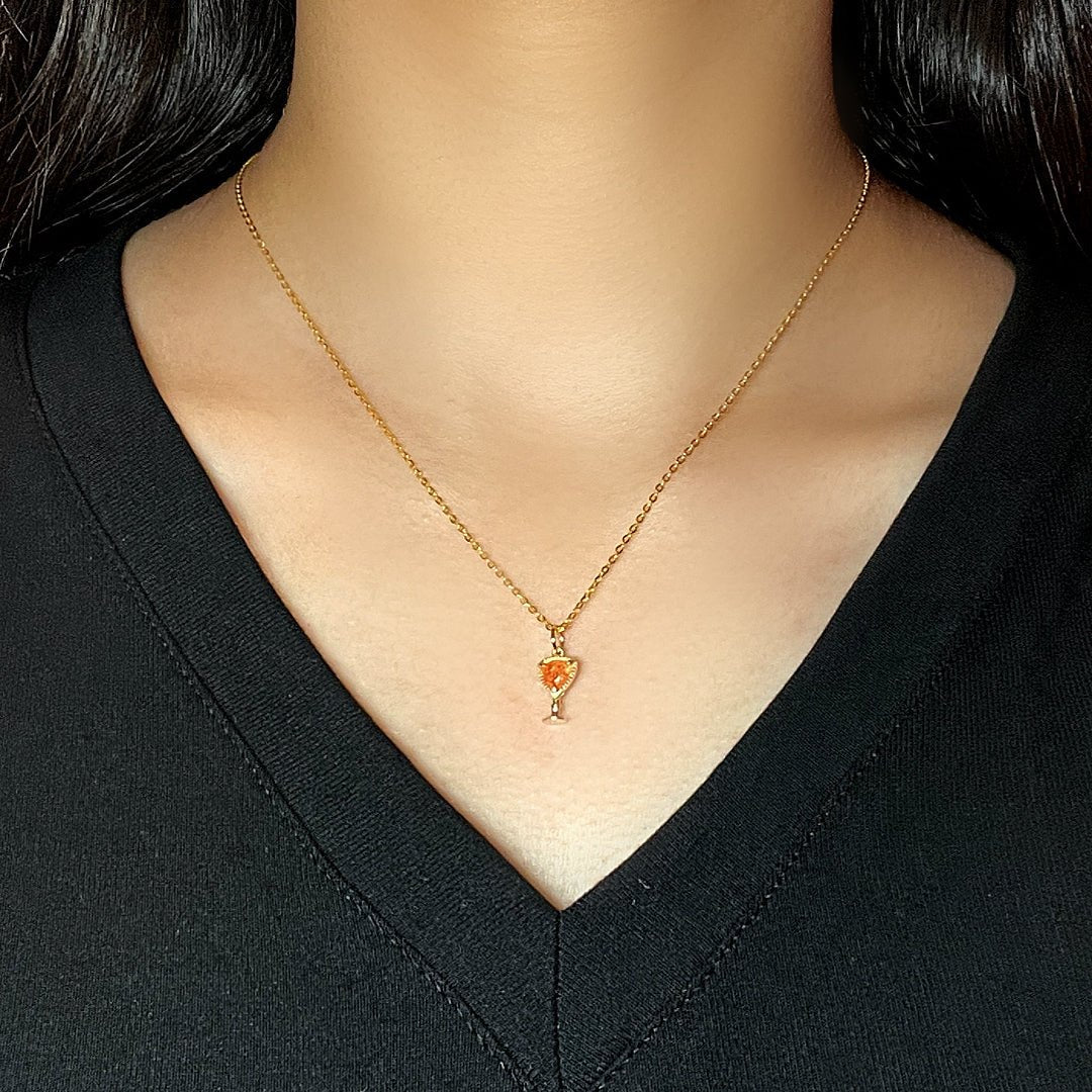 Collier Pierre de Soleil Calice Mystique Argent Plaqué Or - Biloria